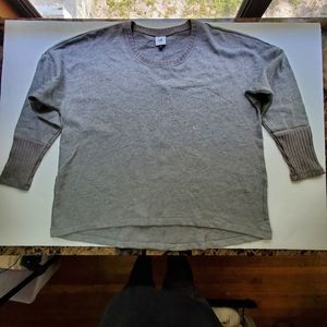 CABI Style #6333 Cool Off Raglan Knit Sweatshirt Heather Gray Sz L